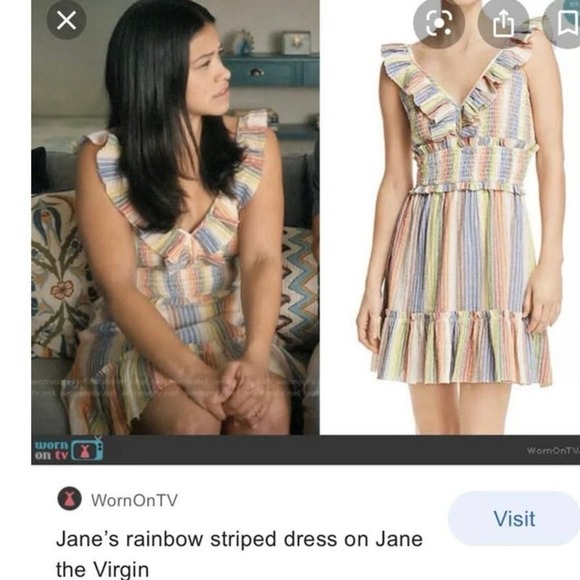 Saylor ANTHROPOLOGIE Sleeveless Rainbow-Stripe Smocked Gauze Mini Dress - Sz M - Picture 8 of 8